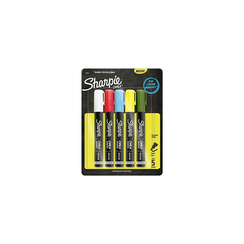 MARCADOR PARA VENTANA SHARPIE CHALK 2175541 TINTA LIQUIDA BORRABLE CON 5