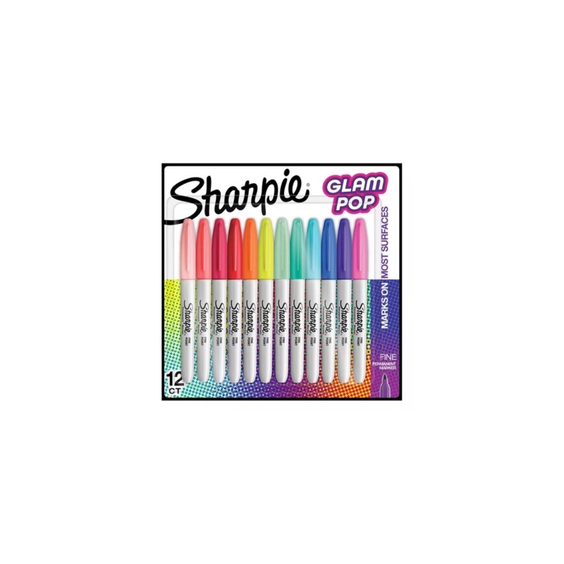 MARCADOR PERMANENTE SHARPIE GLAM POP FINO 2185226 CON 12 COLORES SURTIDOS
