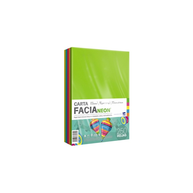 PAPEL BOND COPAMEX FACIA NEON CARTA COLORES SURTIDOS PAQUETE CON 250