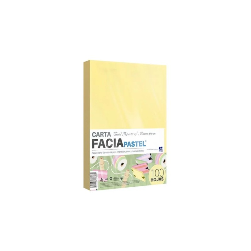 PAPEL BOND COPAMEX FACIA PASTEL CARTA CANARIO PAQUETE CON 100