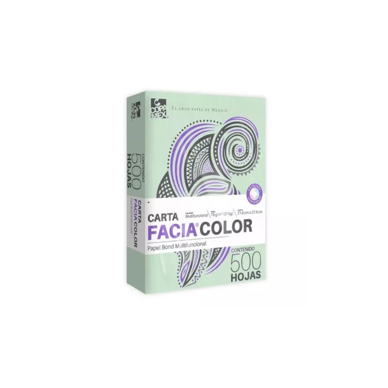 PAPEL BOND COPAMEX FACIA COLORES CARTA 37 KGS. VERDE PAQUETE CON 500