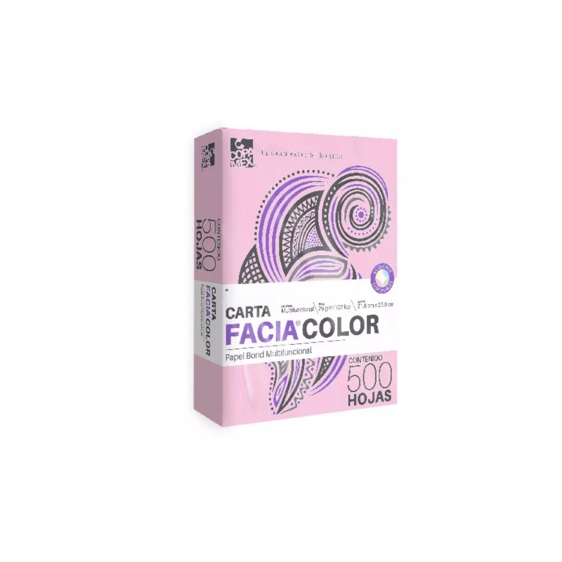 PAPEL BOND COPAMEX FACIA COLORES CARTA 37 KGS. ROSA PAQUETE CON 500