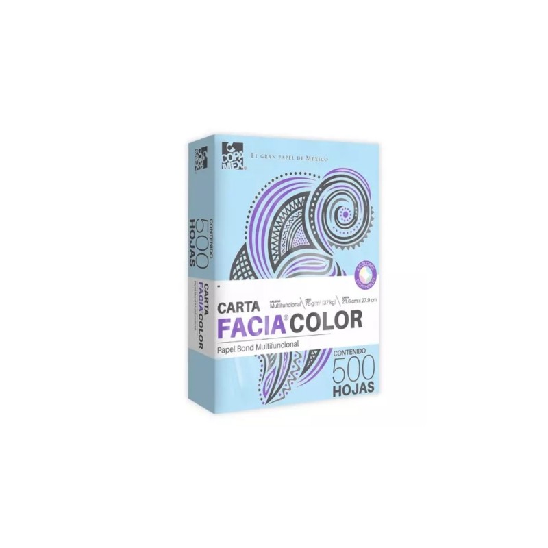 PAPEL BOND COPAMEX FACIA COLORES CARTA 37 KGS. AZUL PAQUETE CON 500
