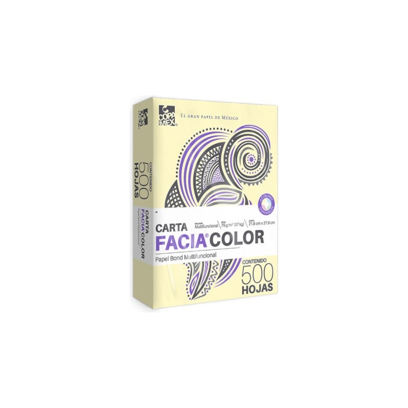 PAPEL BOND COPAMEX FACIA COLORES CARTA 37 KGS. CANARIO PAQUETE CON 500