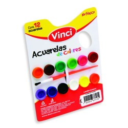 ACUARELA ESCOLAR VINCI 2497 PALETA DE CARTON CON 12 COLORES