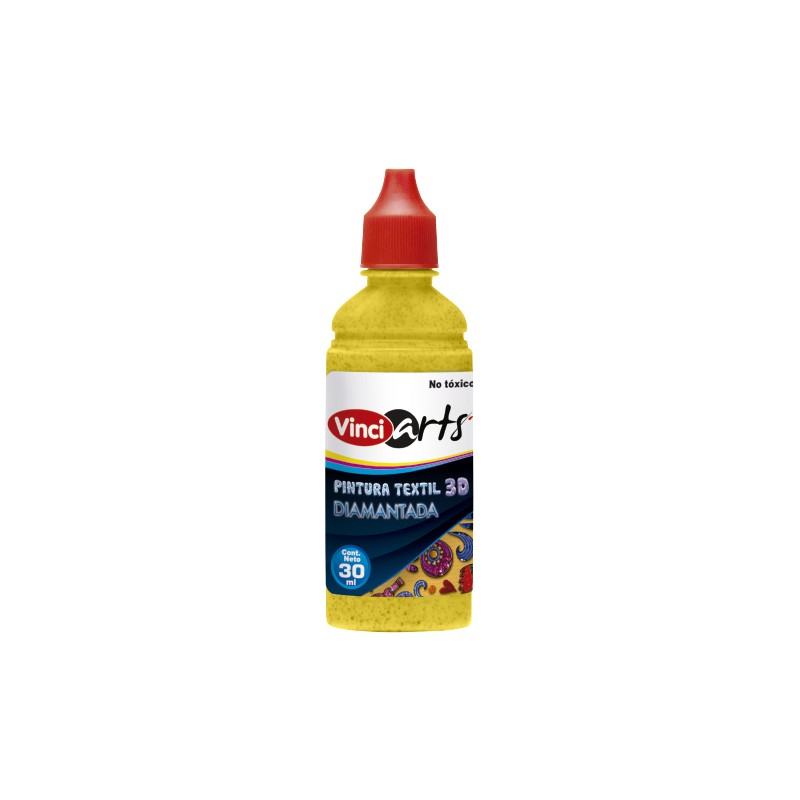 PINTURA TEXTIL VINCI 30 ML. 1034 AMARILLO DIAMANTADO