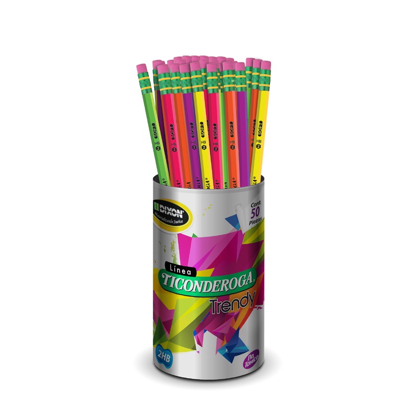 LAPIZ DIXON TICONDEROGA TRENDY NEON 55743 BOTE CON 50