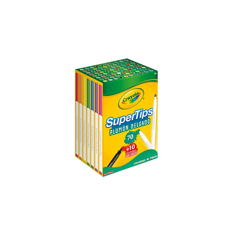 MARCADOR LAVABLE CRAYOLA SUPERTIPS 585881 ESTUCHE CON 70 + 10 GRATIS CON AROMA