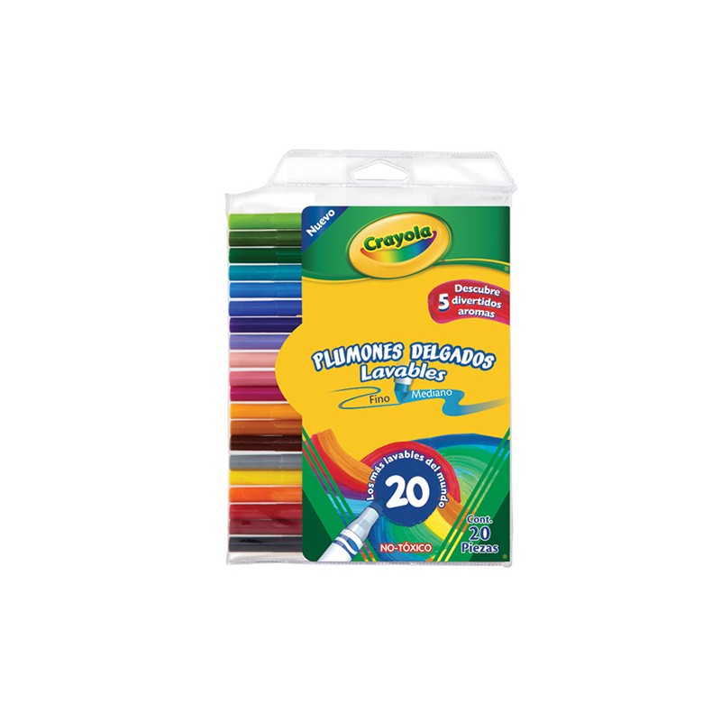 MARCADOR CRAYOLA DELGADO LAVABLE 58-8106 ESTUCHE CON 20