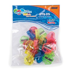 SACAPUNTAS DE PLASTICO MAE TRANSLUSIDO STS-25 BOLSA CON 25
