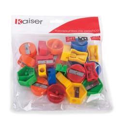 SACAPUNTAS DE PLASTICO KAISER SKS SURTIDO BOLSA CON 25