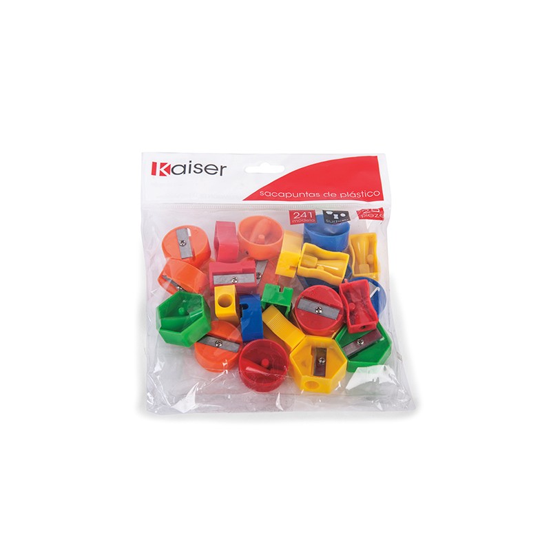 SACAPUNTAS DE PLASTICO KAISER SKS SURTIDO BOLSA CON 25