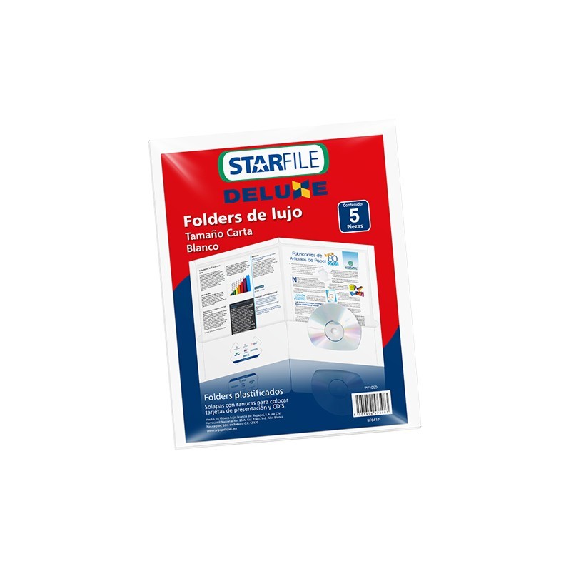 FOLDER LAMINADO BRILLANTE CON SOLAPA STARFILE CARTA BLANCO