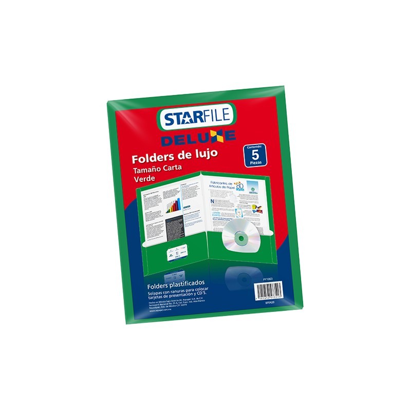 FOLDER LAMINADO BRILLANTE CON SOLAPA STARFILE CARTA VERDE