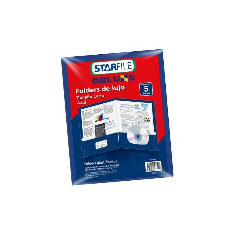 FOLDER LAMINADO BRILLANTE CON SOLAPA STARFILE CARTA AZUL