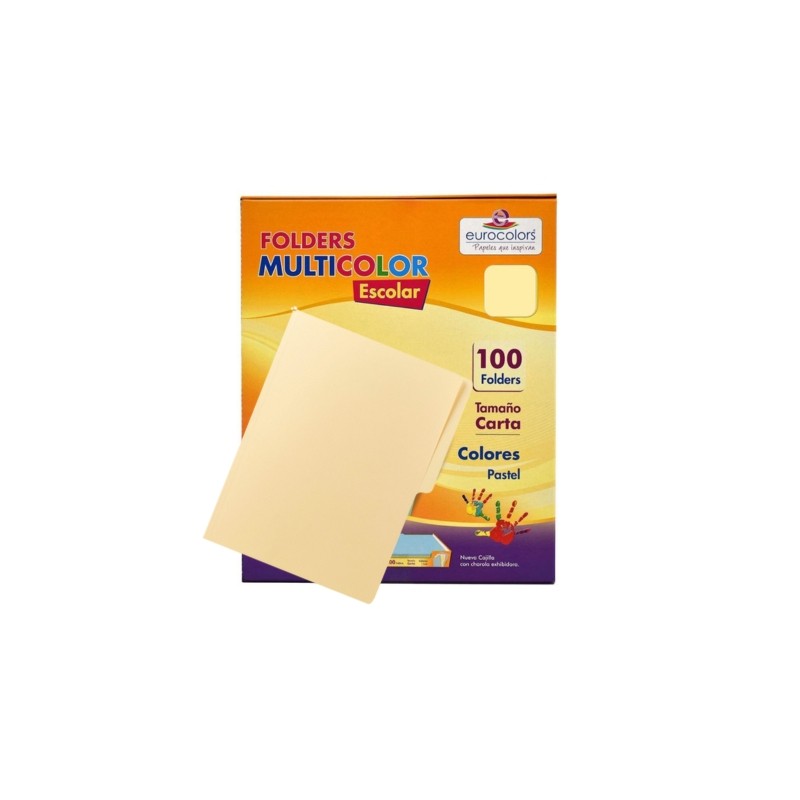 FOLDER EUROCOLORS PASTEL CARTA  CREMA PU0036 PAQUETE CON 100