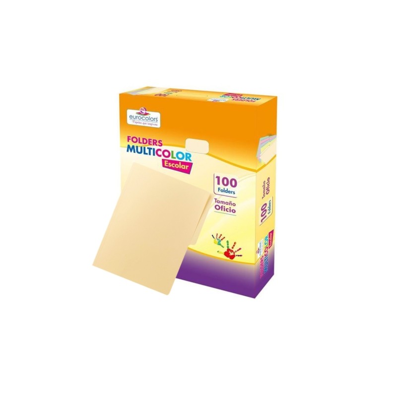 FOLDER EUROCOLORS PASTEL OFICIO CREMA PU00058 PAQUETE CON 100