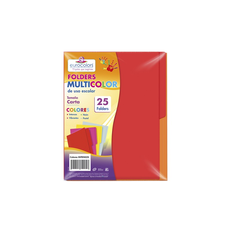 FOLDER EUROCOLORS ARCOIRIS CARTA PU001 INTENSO PAQUETE CON 25