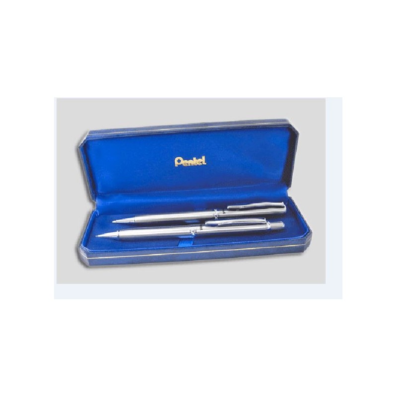 JUEGO BOLIGRAFO Y LAPICERO STERLING AB810Z PLATA TINTA NEGRA