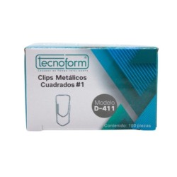 CLIP CUADRADO TECNOFORM #1 NIQUELADO D-411 CAJITA CON 100