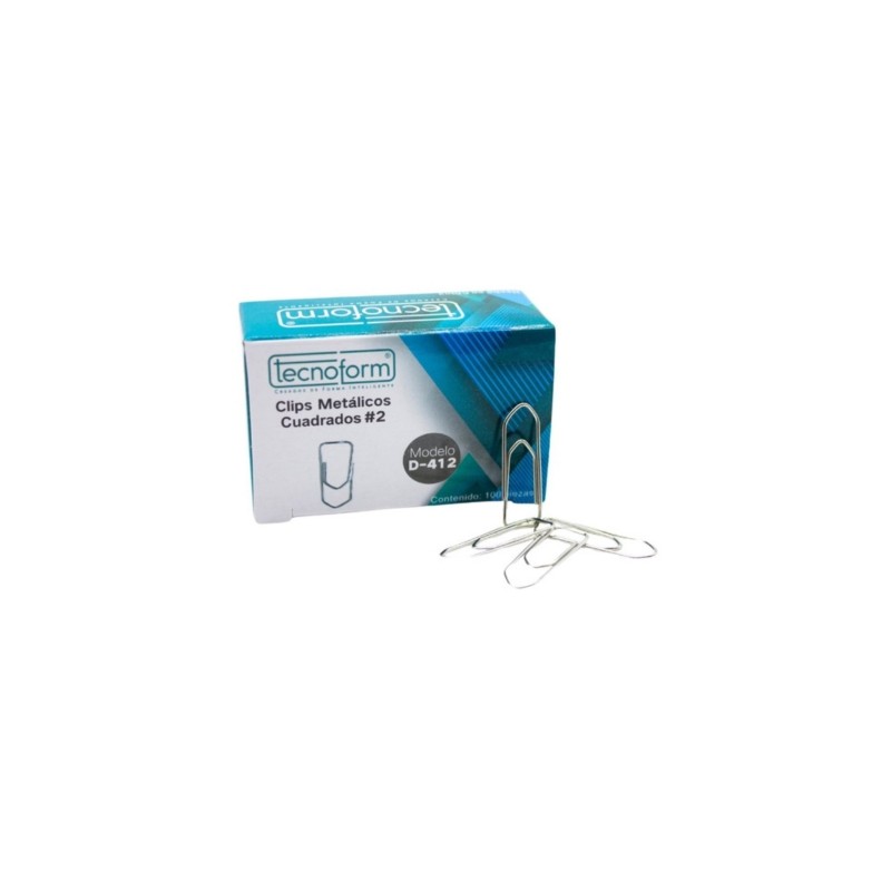 CLIP CUADRADO TECNOFORM #2 NIQUELADO D-412 CAJITA CON 100