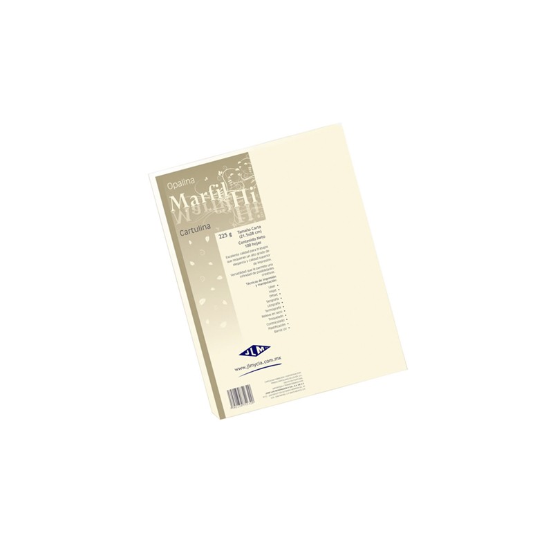 CARTULINA OPALINA HI CREMA CARTA 225 GRS. PAQUETE CON 100