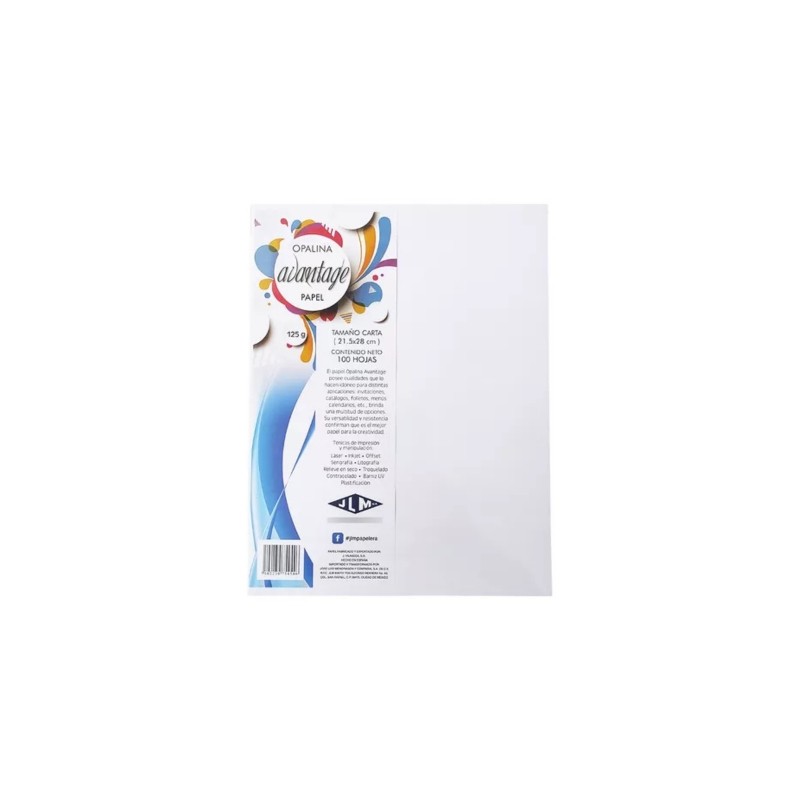 PAPEL OPALINA AVANTAGE BLANCO CARTA 125 GRS. CON 100