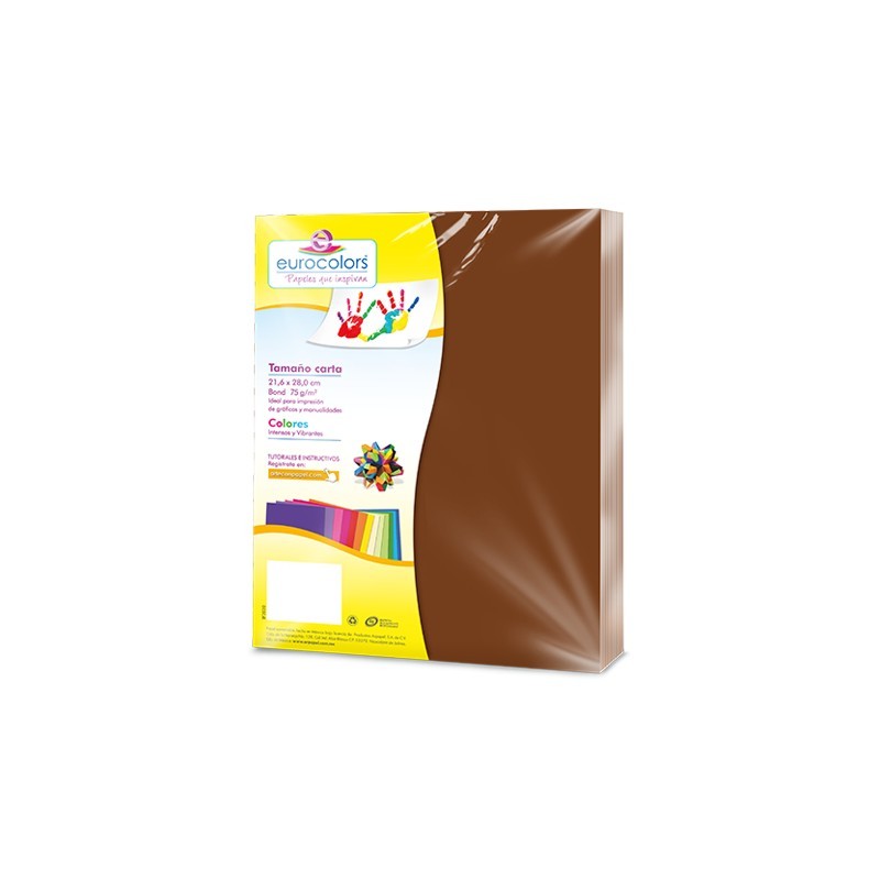 PAPEL BOND EUROCOLORS CARTA CAFE TERRA PAQUETE CON 100