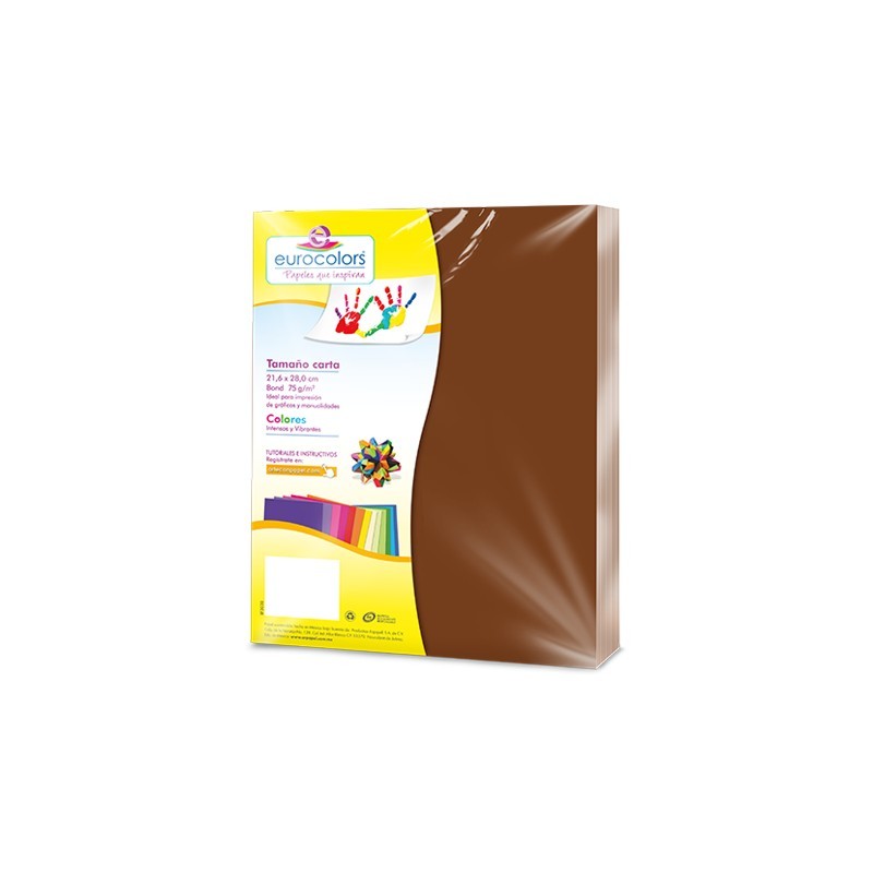 PAPEL BOND EUROCOLORS CARTA CAFE PAQUETE CON 100