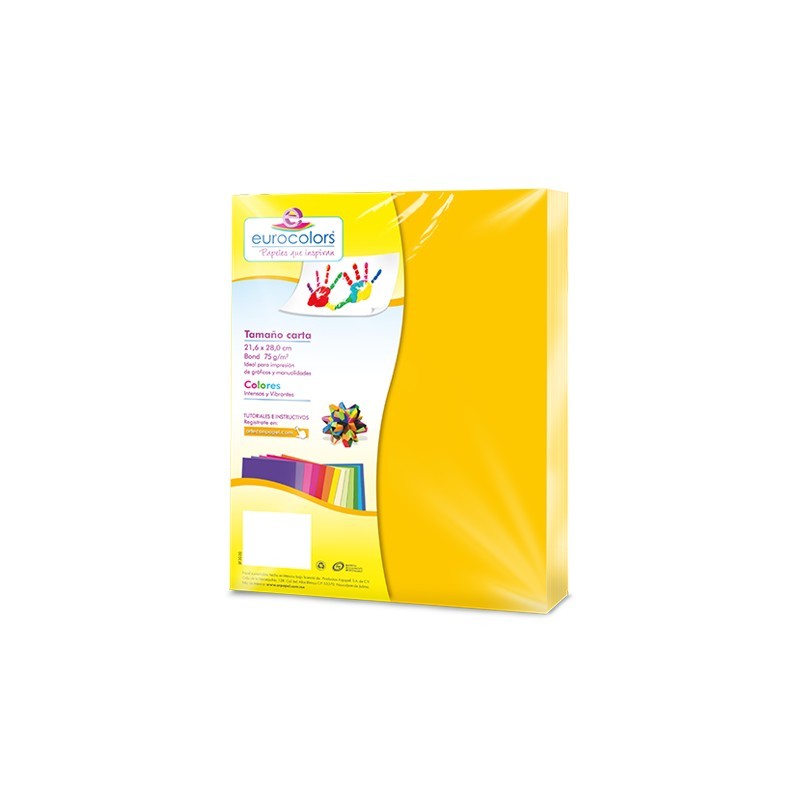 PAPEL BOND EUROCOLORS CARTA CANARIO PAQUETE CON 100
