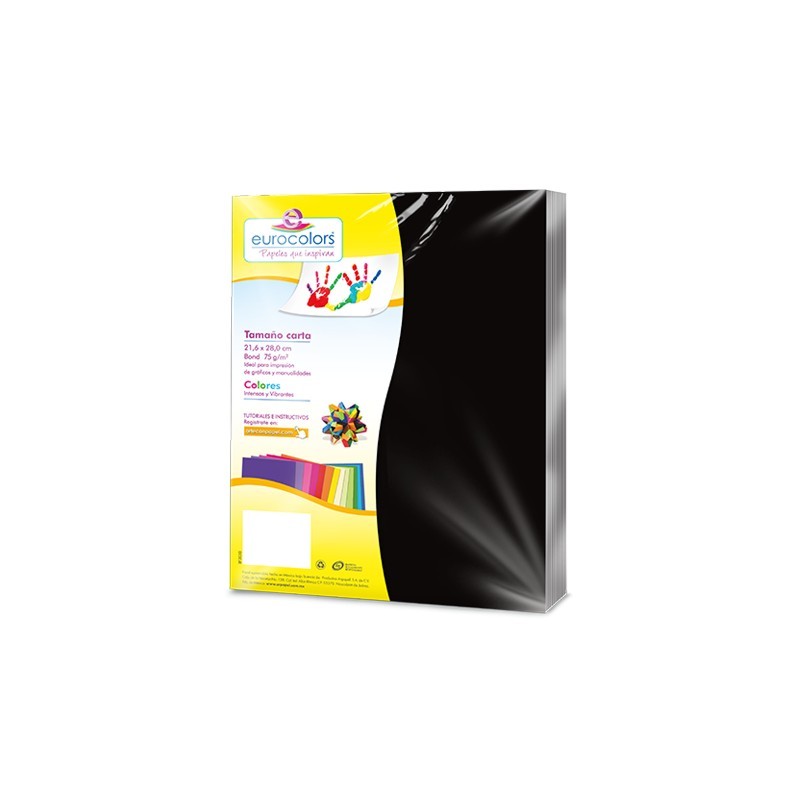 PAPEL BOND EUROCOLORS CARTA NEGRO PAQUETE CON 100