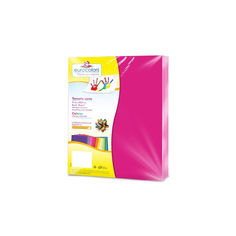 PAPEL BOND EUROCOLORS CARTA ROSA VIBRANTE PAQUETE CON 100