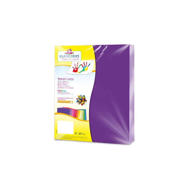 PAPEL BOND EUROCOLORS CARTA MORADO PAQUETE CON 100