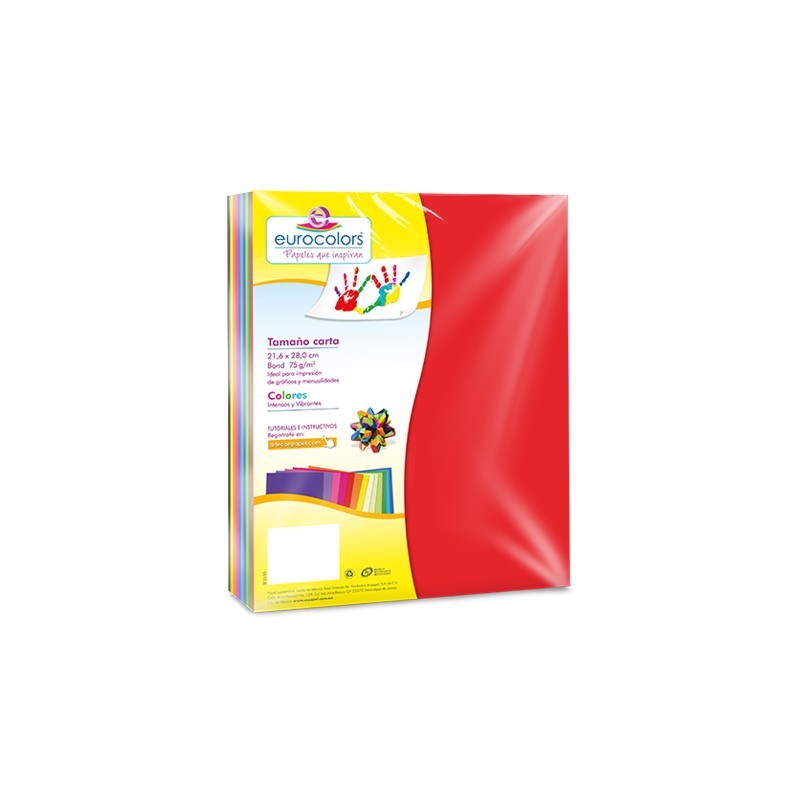 PAPEL BOND EUROCOLORS CARTA ARCOIRIS PAQUETE CON 250