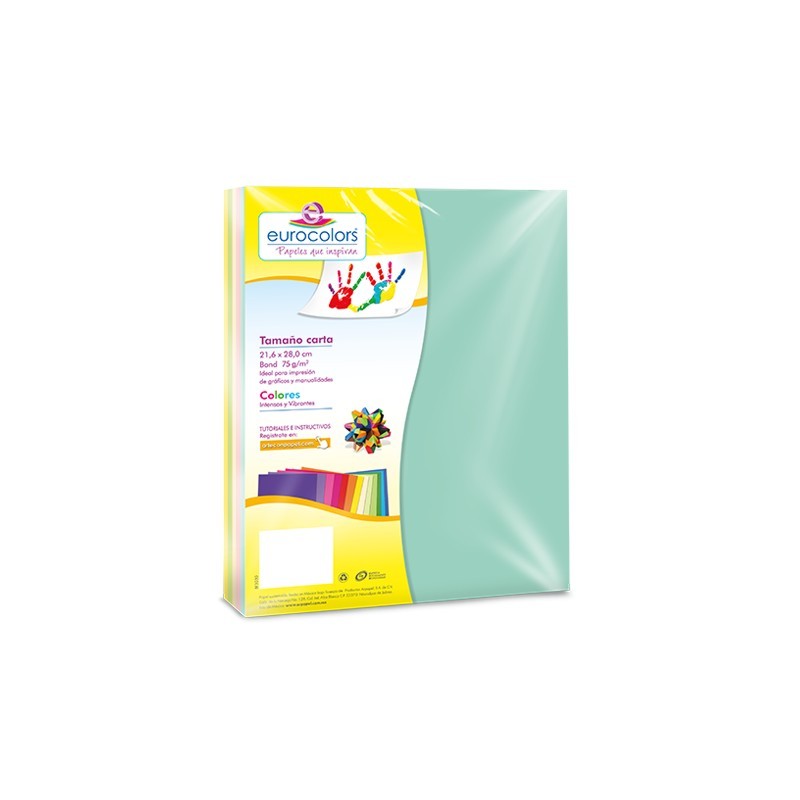 PAPEL BOND EUROCOLORS CARTA ARCOIRIS PASTEL PAQUETE CON 100