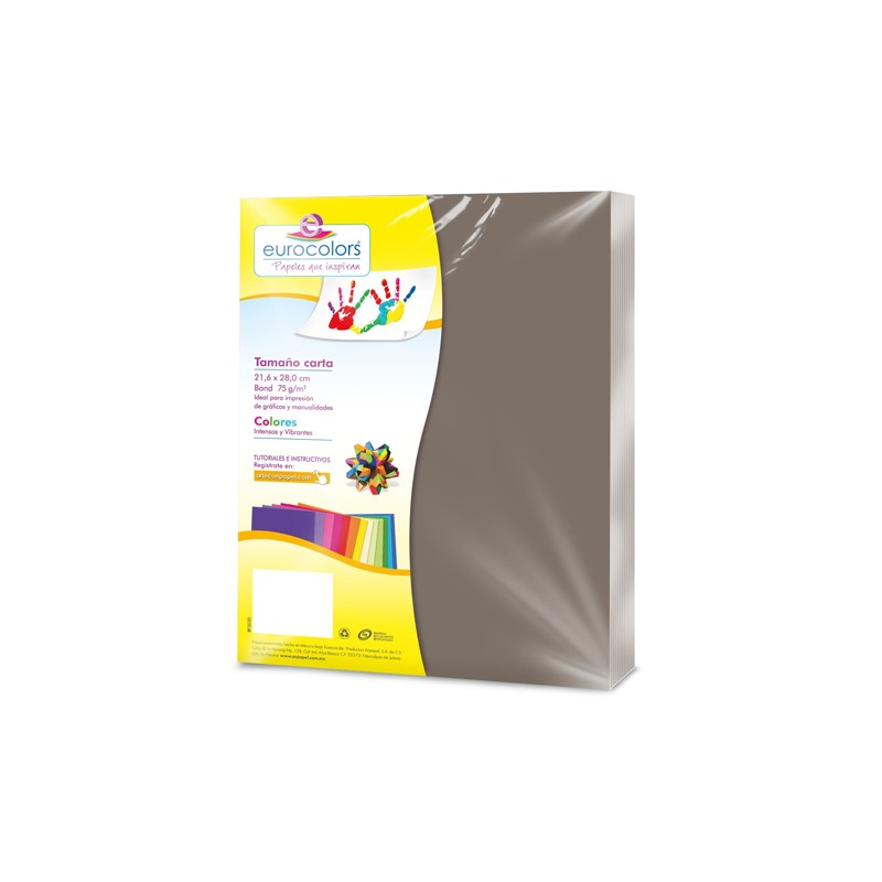 PAPEL BOND EUROCOLORS CARTA GRIS PAQUETE CON 100