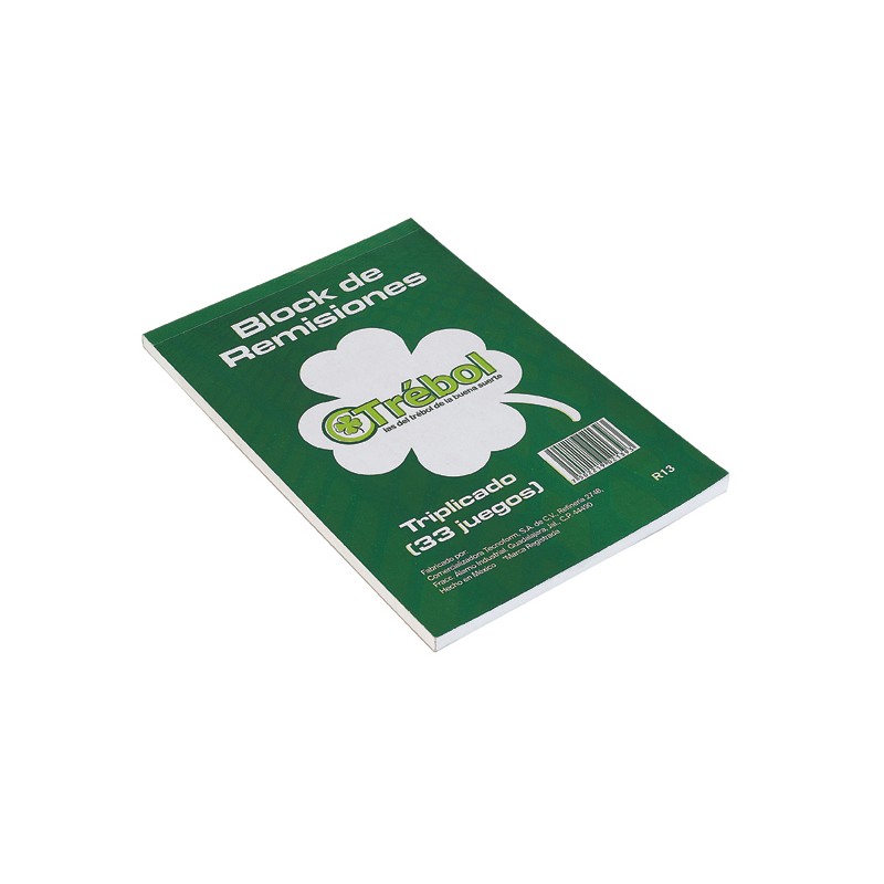 BLOCK REMISION TREBOL R13 TAMAÑO ESQUELA TRIPLICADO 33 JUEGOS
