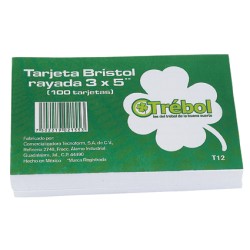 TARJETA BRISTOL T-11 TREBOL 3X5 PULGADAS BLANCA PAQUETE CON 100