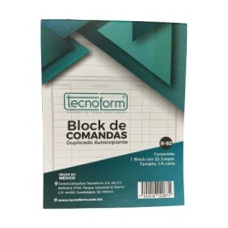 BLOCK COMANDA TECNOFORM R92 TAMAÑO 1/4 CARTA DUPLICADO AUTOCOPIANTE BLOCK CON 25 JUEGOS