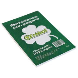 BLOCK REMISION TREBOL R22 TAMAÑO ESQUELA DUPLICADO CON PAGARE 50 JUEGOS