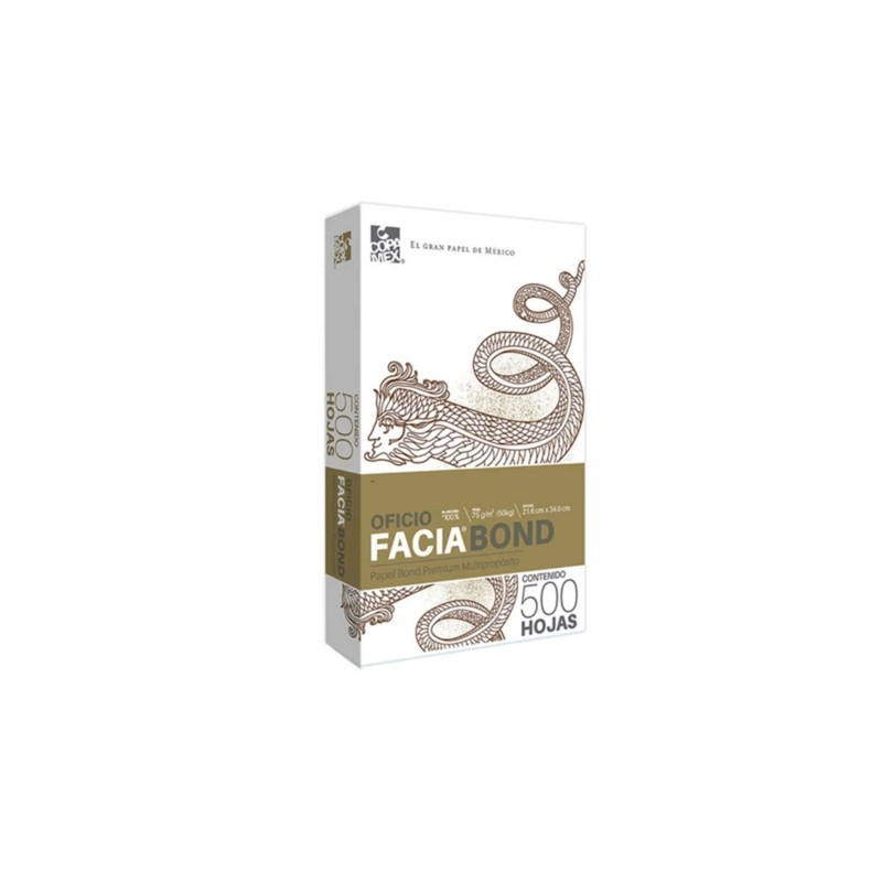 PAPEL BOND COPAMEX FACIA BLANCO OFICIO 50 KGS. PAQUETE CON 500