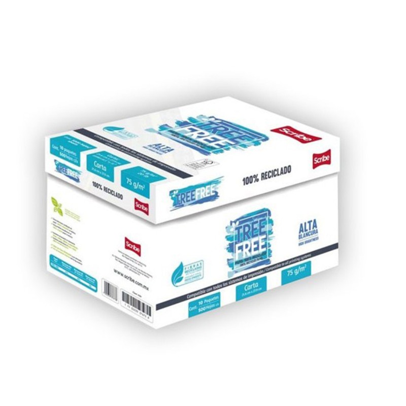 PAPEL BOND SCRIBE TREE FREE BLANCO CARTA 37 KGS. CAJA CON 5,000 HOJAS