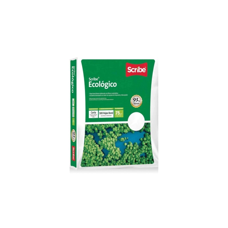 PAPEL BOND SCRIBE ECOLOGICO BLANCO CARTA 37 KGS. PAQUETE CON 500