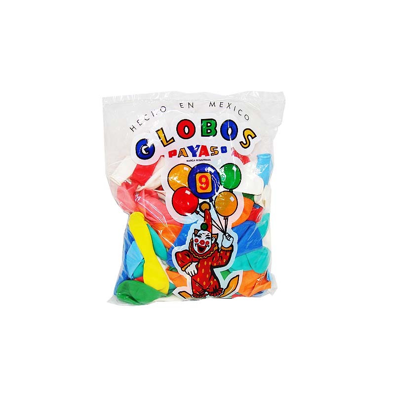 GLOBOS SALVER #9 COLORES SURTIDOS BOLSA CON 100