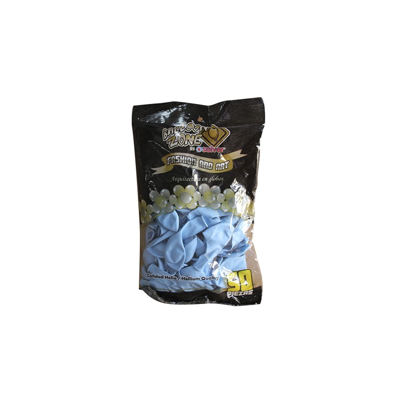 GLOBOS SALVER #7 AZUL BEBE BOLSA CON 50