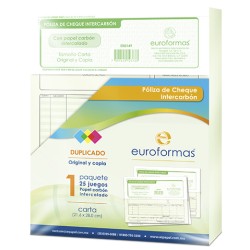 POLIZA CHEQUE CON CARBON EUROFORMAS ER0149 CARTA 25 JUEGOS