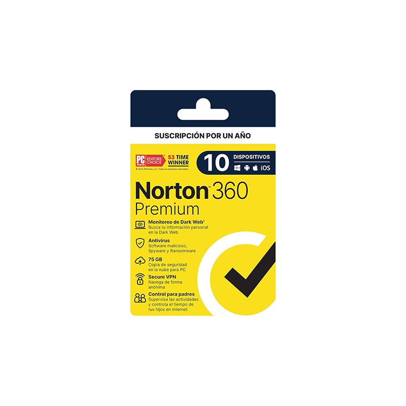 SOFTWARE ANTIVIRUS NORTON 360 PREMIUM PARA 10 DISPOSITIVOS VIGENCIA 1 AÑO