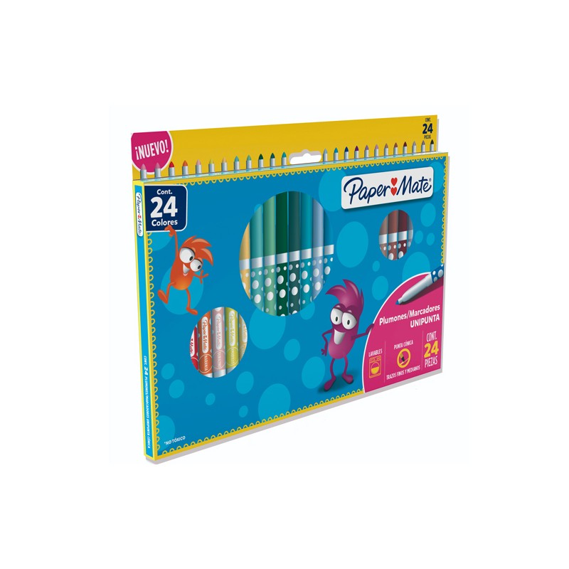 MARCADOR LAVABLE PAPERMATE UNIPUNTA CAJA CON 24