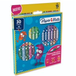MARCADOR LAVABLE PAPERMATE DOBLE PUNTA 15X30  CAJA CON 15