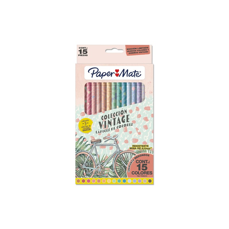 COLORES PAPERMATE VINTAGE 4MM CAJA CON 15